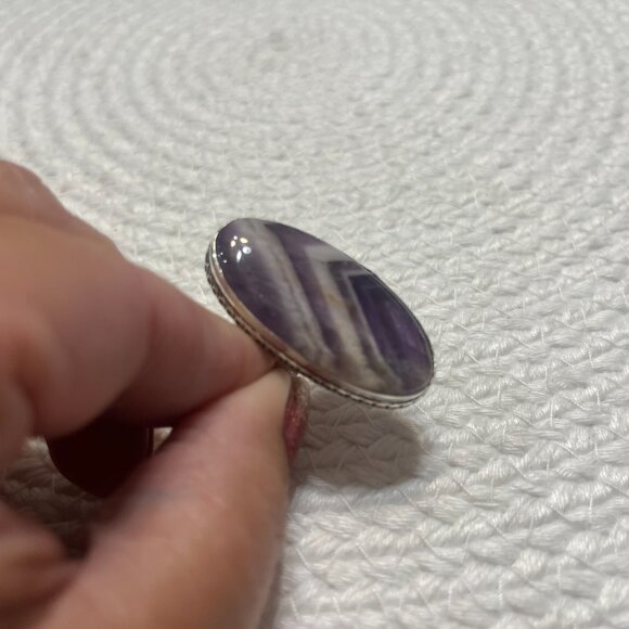 Beautiful CHEVRON AMETHYST Handmade Sterling 925 Ring Size 8.5 #662D - Picture 2 of 3